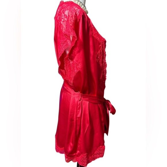 Victoria’s Secret Red Satin Rhinestoned Lace Chemise with Matching Robe M Medium - Picture 4 of 16